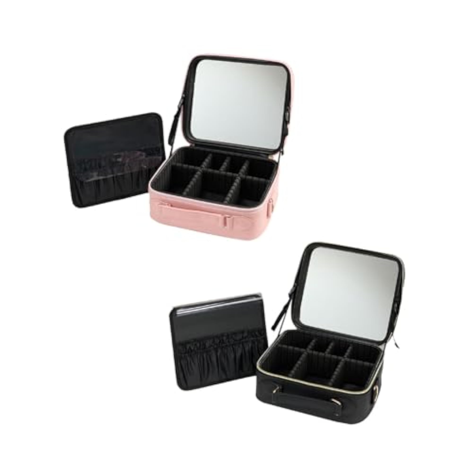 Portable Makeup Box Organizer, Travel Bag with Mirror